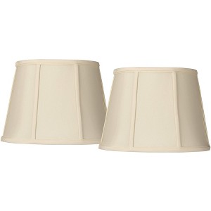 Springcrest Set of 2 Oval Lamp Shades Cream Small 9" Wide x 6.5" Deep at Top 12" Wide x 8" Deep at Bottom 9" High Spider Harp Finial - 1 of 4