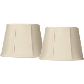 Springcrest Set of 2 Oval Lamp Shades Cream Small 9" Wide x 6.5" Deep at Top 12" Wide x 8" Deep at Bottom 9" High Spider Harp Finial