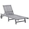 vidaXL Sunlounger Grey wash Solid Acacia wood Standard Height-Adjustable - 2 of 4