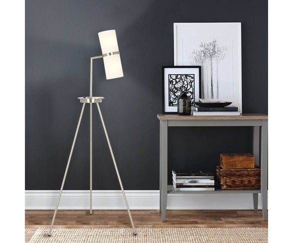 Tripod Shaded Floor Lamp with USB Steel (Lamp Only) - Cresswell Lighting