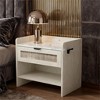 coucheta Nightstand, Boho Night Stand Bedside Table with Type-C Charging Station, 1 Drawer and 1 Open Compartment, Mid-Century Wooden Nightstand - 3 of 4