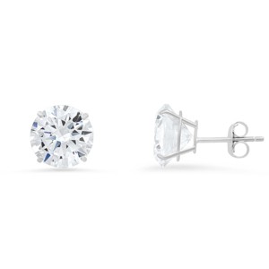 10k Solid White Gold Round-cut CZ Basket Stud Earrings - 1 of 2