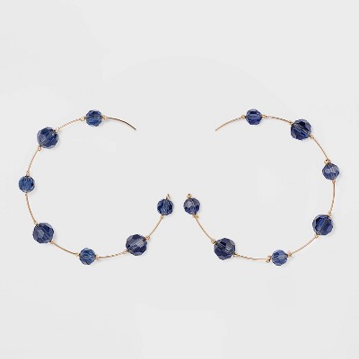 Stationed Bead Hoop Earrings - A New Day™ Blue