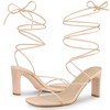 Allegra K Women's Open Square Toe Lace Up Strappy Block High Heel Sandals - 2 of 4