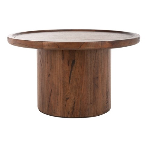 Devin Round Pedestal Coffee Table Dark, Wood Pedestal Accent Table Round
