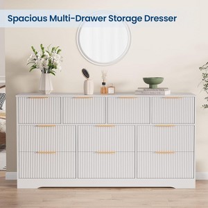 Modern 10-Drawer Dresser with Fluted Texture, Wide Wood Chest for Bedroom Storage & TV Stand, 59 Inch Wide, Anti-Tip Kit Included - 1 of 1