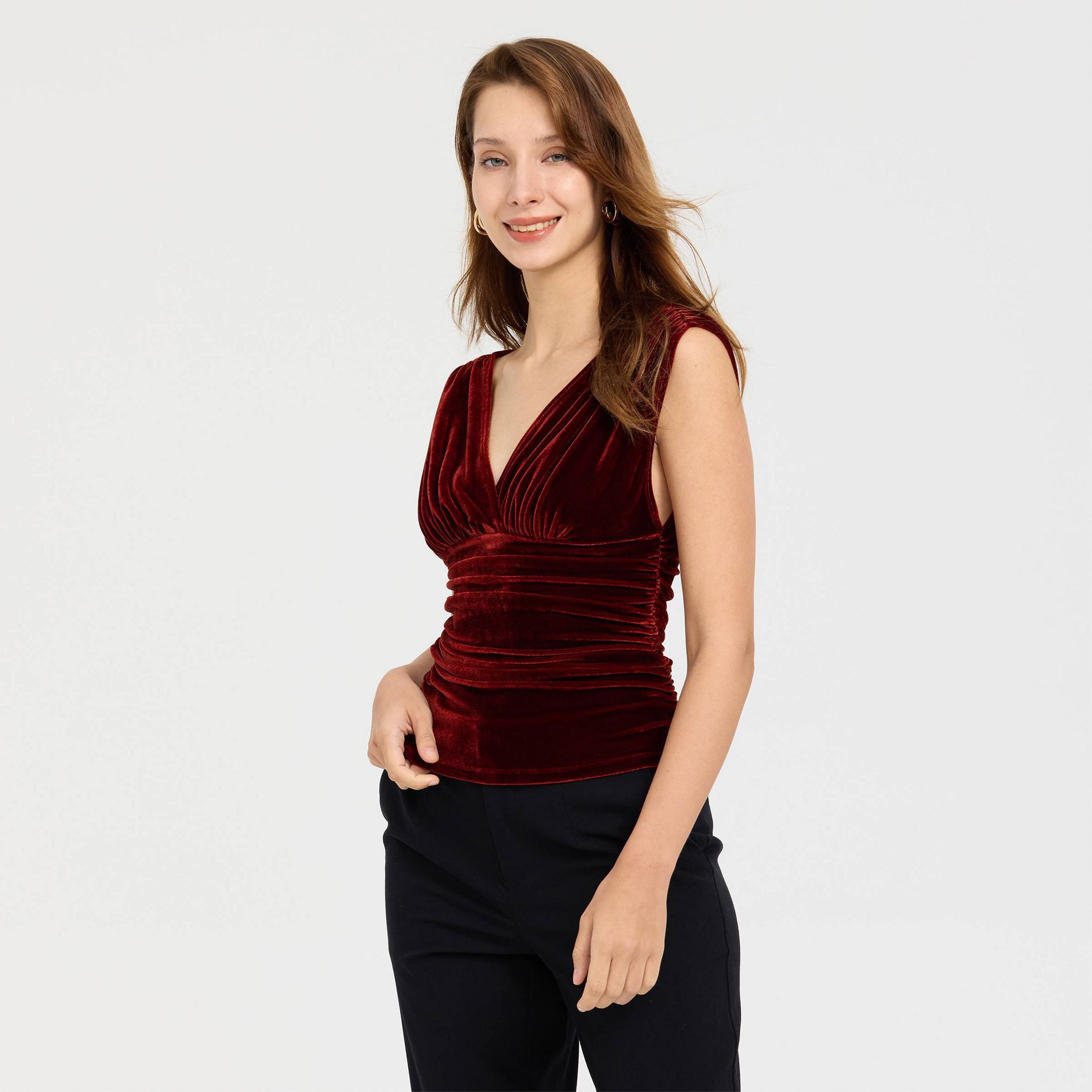 Women's Ruched Velvet Tank Top - A New Day™
