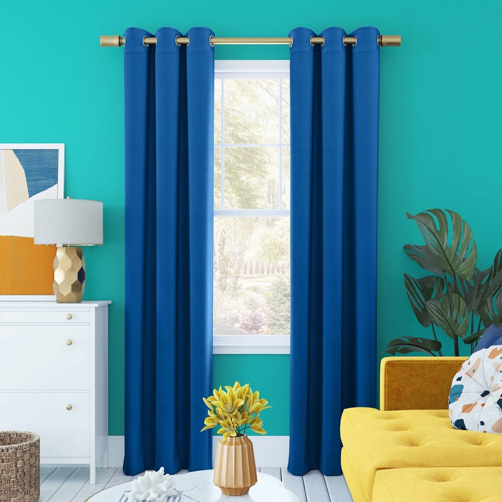 Photos - Curtains & Drapes 84"x40" Harper Bright Vibes Grommet Top 100 Blackout Curtain Panel Blue 