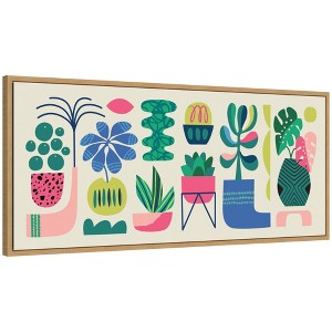 Kate & Laurel All Things Decor 40"x18" Sylvie Retro Bright Floral and Succulent Panel Framed Canvas by Rachel Lee Natural - 1 of 4