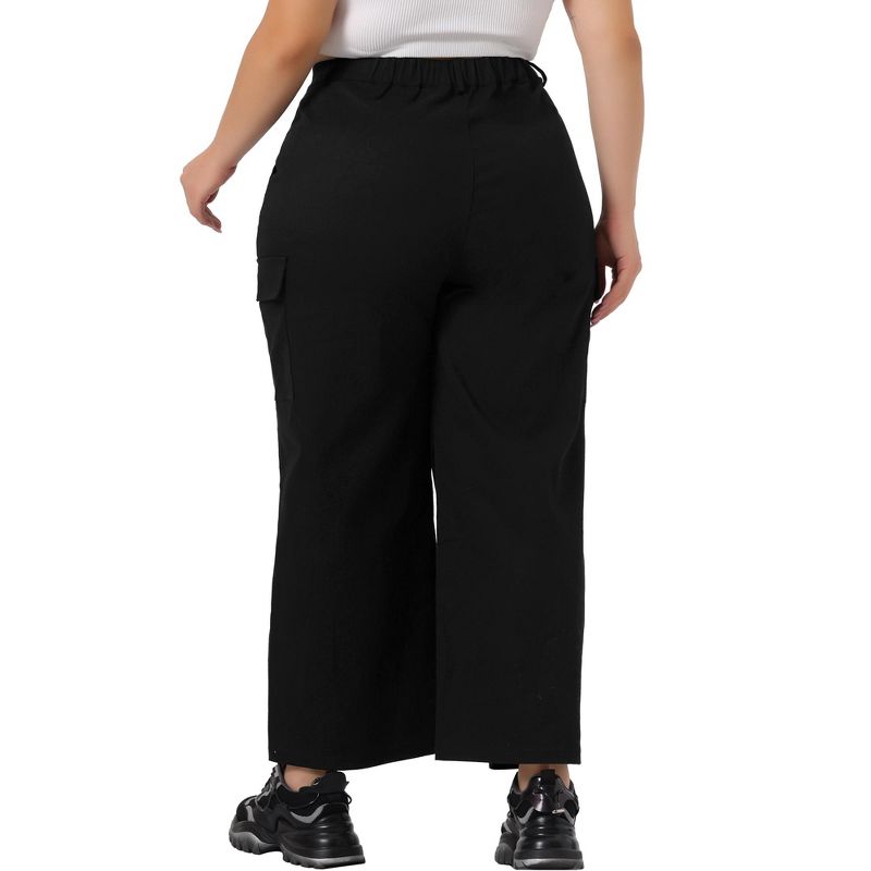 Agnes Orinda Women's Plus Size Elastic Waist Pockets Outdoor Workout Cargo Pants, 4 of 6