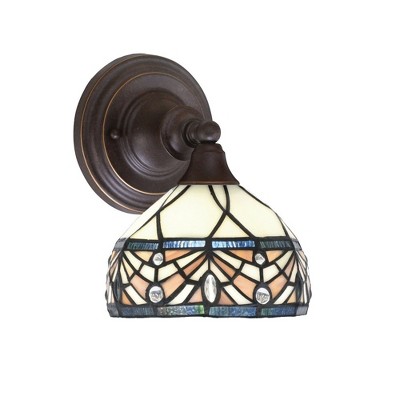Toltec Lighting Any 1 - Light Sconce in  Dark Granite with 7" Royal Merlot Art Glass Shade