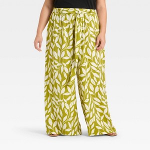 Women's Tie-Front Flowy Wide Leg Pants - Ava & Viv™ - 1 of 3