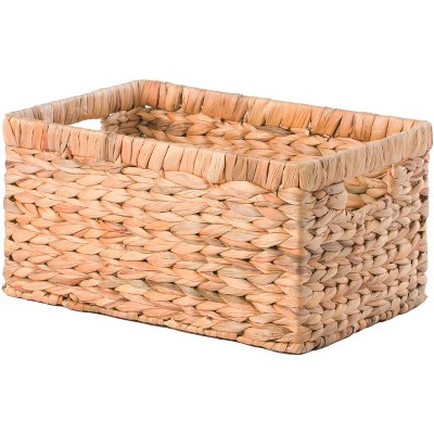 Medium Natural Woven Water Hyacinth Wicker Storage Bin