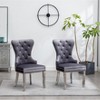 DOMETOUR Dining Chair Contemporary Tufted Velvet Chair with Nailhead Trim Set of 2 - 2 of 4