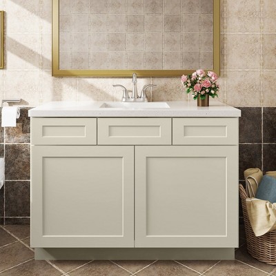 LOVMOR 21-in. D x 34.5-in. H in Plywood Vanity Sink Base Kitchen Cabinet with Drawers without Top for Kitchen, Bathroom, Living Room