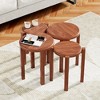 Rbied 100% Solid Wood Stackable Stools Set of 4, 18-inch Stacking Stools Nesting Tables, Sturdy and Durable, Top Stackable Round Side Table - 2 of 4