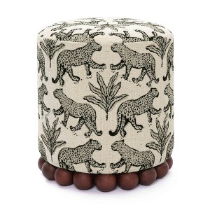 Dex Leopard Jacquard Ottoman Taupe - 1 of 4