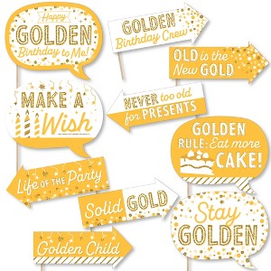 Big Dot of Happiness Funny Golden Birthday - Happy Birthday Party Photo Booth Props Kit - 10 Piece - 1 of 4