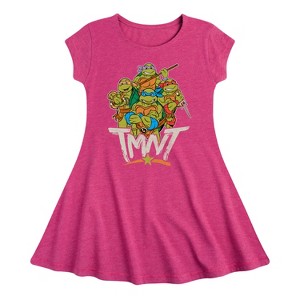 Girls' - Teenage Mutant Ninja Turtles - Leo and Brothers TMNT Fit & Flair Cap Sleeve Dress - 1 of 2