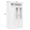 3 Door Wardrobe Armoire with LED Lights & 3 Drawers, Freestanding Closet Cabinet, White - ModernLuxe - 3 of 4