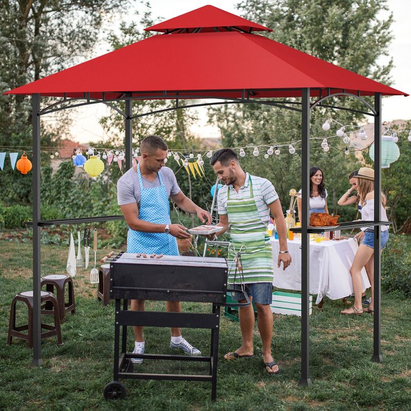 Tangkula 8' x 5' BBQ Grill Gazebo 2-Tier Barbecue Canopy Vented Top Shelves Shelter, 2 of 9