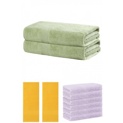 REGALWOVEN Absorbent Solid Bath Hand Face Cloths Cotton Towels 3 Piece Sets