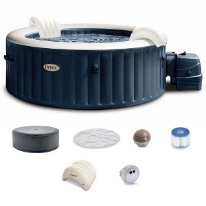 Intex PureSpa Plus 4 or 6 Person Portable Inflatable Round Hot Tub Spa with Soothing Bubble Jets and Built In Heater Pump - 1 of 4