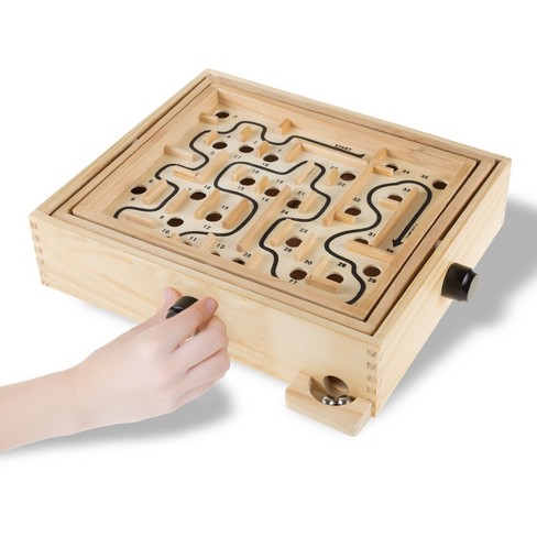 Labyrinth Wooden Maze Ball Game With Rotating Surface And 2 Steel Marbles Compact Table Puzzle Board Game For Adults Boys And Girls By Hey Play Target