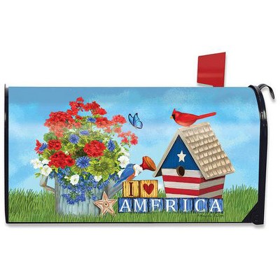 Briarwood Lane Summer Mailbox Cover  - Standard Size - I Love America Patriotic For Summer Mailbox Cover