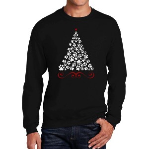 LA Pop Art Paw Christmas Tree - Men's Word Art Crewneck Sweatshirt - 1 of 4