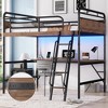 KWPZQEB Full Size Metal Loft Bed with Stairs & Desk, Metal Bunk Bed with LED & Charge Stations, Easy Assembly, Black - 4 of 4