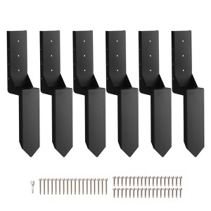 VEVOR Fence Post Anchor Repair Kit, 6 Pack Inner Diameter 3.5 x3.5 Inches Heavy Duty Steel Fence Post Support Stakes, Anchor Ground Spike, Black - 1 of 4