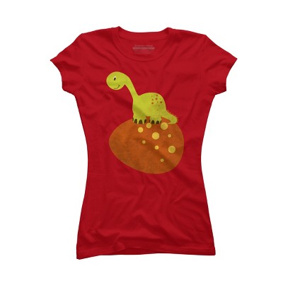 Junior's Design By Humans Happy Cute Dino By parjono T-Shirt
