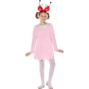 Dr. Seuss Kids' the Grinch Cindy Lou Who Costume Dress and Headband Pink - 1 of 2