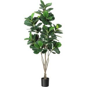 Artificial Tree, Faux Fiddle Leaf Fig Tree with Pot, 4/5/6ft Tall Ficus Tree Artificial - 1 of 4
