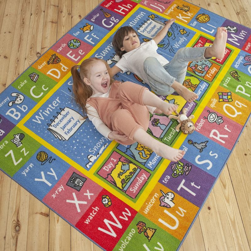 KC CUBS Boy & Girl Kids ABC Alphabet, Seasons, Months & Days Educational Learning & Fun Game Play Nursery Bedroom Classroom Rug Carpet, 4 of 11