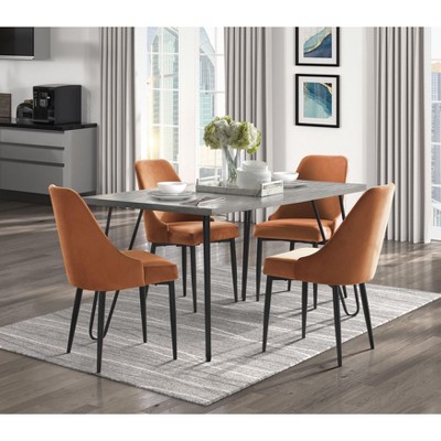 NicBex Dining Table Set for 4 Modern Sleek Dining Set Table with 4 Velvet Side Chairs for Kitchen