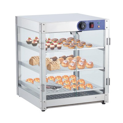 Acekool Stainless Steel 5-Layer Pizza Warmer Display Cabinet with 3D Convection Heating, Temperature Control from 86°F to 185°F, LED Light