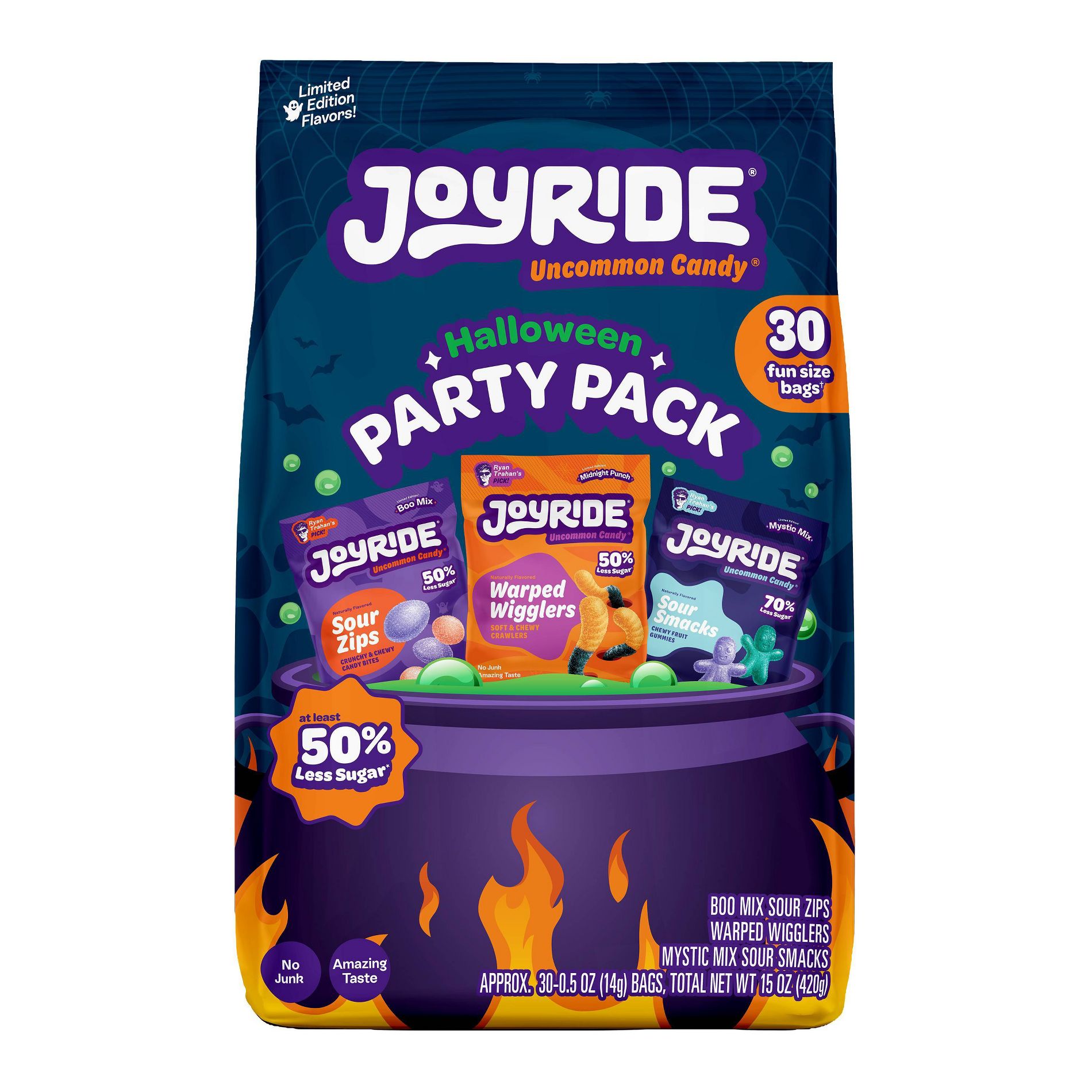Joyride Halloween Spooky Smacks & Boo Zips & Wigglers Party Pack Candy- 15oz/30ct