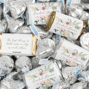 128 Pcs Bridal Shower Candy Favors Hershey's Miniatures & Kisses by Just Candy (1.58 lbs) - Floral - 1 of 4
