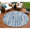 Navy Blue And Sky Blue Abstract Washable Indoor Outdoor Area Rug - 2 of 4