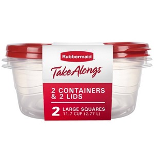 Rubbermaid TakeAlong 11.7 Cup Plastic 2pk Large Square Food Storage Container Clear: Microwave & Freezer Safe - 1 of 4