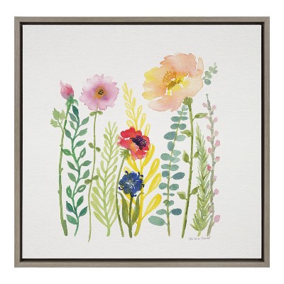 Patricia Shaw 22"x22" Colorful Floral and Fern Canvas Print