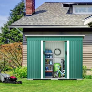 Isabel 4.2 x 9.1 Ft Metal Storage Box, Patio Tool Shed with Lockable Doors Vents, Outdoor Furniture - Maison Boucle - 1 of 4