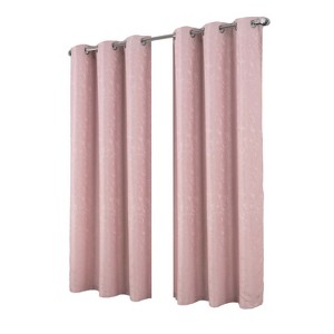 RT Designer Collection Cosmo Shimmer Jacquard 2 Pack Grommet Curtain Panel Pair 36" x 84" Blush - 1 of 4