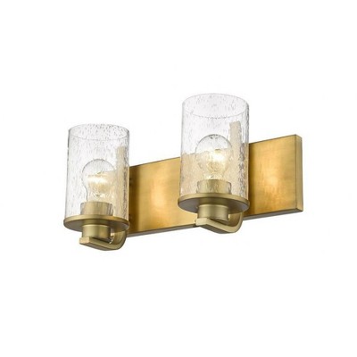 Beckett Olde Brass 2-Light Vanity with Clear Seedy Glass