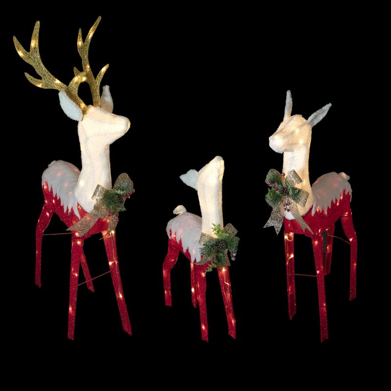 Northlight Set of 3 Lighted Red Reindeer Family Outdoor Christmas Decoration, 3 of 6