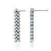 Guili Triangle Glow Sterling Silver with Rhodium Plated Triangle Shaped Cubic Zirconia Linear Drop Earrings for a Sleek Elegant Look - 3 of 3