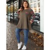 Agnes Orinda Women's Plus Size Long Sleeve Raglan Stripe Color Block Knit Blouses - 3 of 4