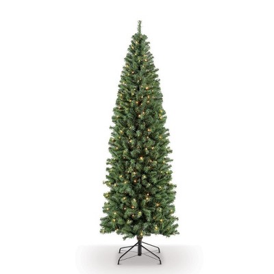 7.5ft Pre-lit Slim Artificial Christmas Tree Newcastle Fir - Puleo : Target